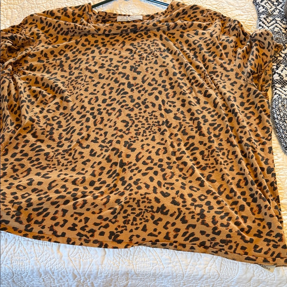 We The Free Brown and Black Leopard Print Blouse